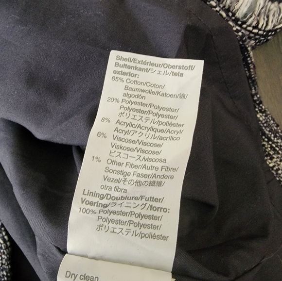 J Crew Tweed Top XL Blue White Short Fray Sleeves AD373 - Picture 8 of 9